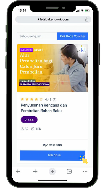 6. Akan muncul tampilan kelas yang sudah dibeli, lalu klik KLIK DISINI